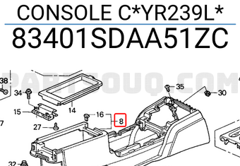 Honda 83401SDAA51ZC CONSOLE C*YR239L*