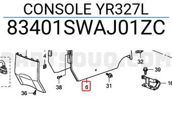 Honda 83401SWAJ01ZC CONSOLE YR327L