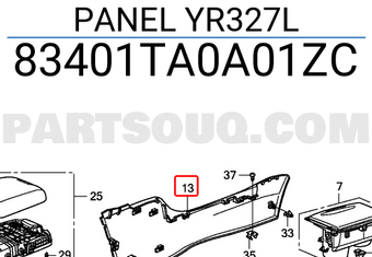 Honda 83401TA0A01ZC PANEL YR327L