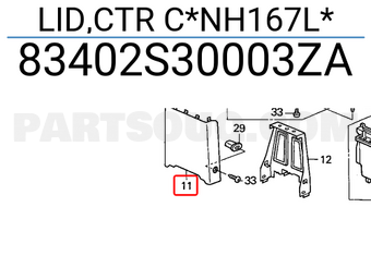 Honda 83402S30003ZA LID,CTR C*NH167L*