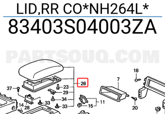 Honda 83403S04003ZA LID,RR CO*NH264L*