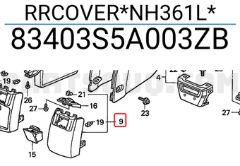 Honda 83403S5A003ZB RRCOVER*NH361L*