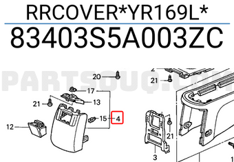 Honda 83403S5A003ZC RRCOVER*YR169L*