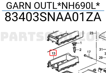 Honda 83403SNAA01ZA GARN OUTL*NH690L*