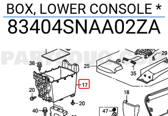 Honda 83404SNAA02ZA BOX, LOWER CONSOLE *