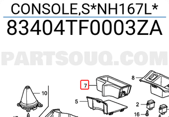 Honda 83404TF0003ZA CONSOLE,S*NH167L*
