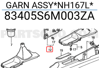 Honda 83405S6M003ZA GARN ASSY*NH167L*