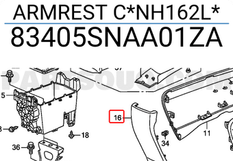 Honda 83405SNAA01ZA ARMREST C*NH162L*
