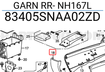 Honda 83405SNAA02ZD GARN RR- NH167L
