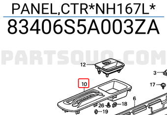 Honda 83406S5A003ZA PANEL,CTR*NH167L*