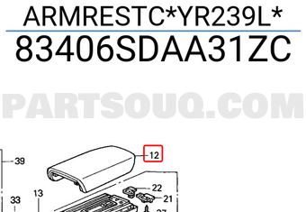 Honda 83406SDAA31ZC ARMRESTC*YR239L*