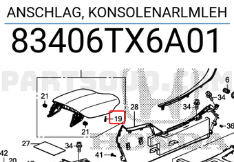 Honda 83406TX6A01 ANSCHLAG, KONSOLENARLMLEH