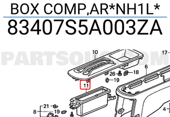 Honda 83407S5A003ZA BOX COMP,AR*NH1L*
