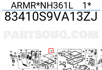 Honda 83410S9VA13ZJ ARMR*NH361L 1*