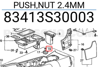 Honda 83413S30003 PUSH,NUT 2.4MM