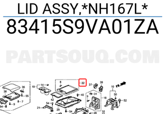 Honda 83415S9VA01ZA LID ASSY,*NH167L*