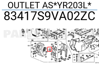 Honda 83417S9VA02ZC OUTLET AS*YR203L*