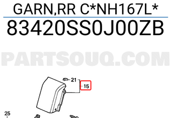 Honda 83420SS0J00ZB GARN,RR C*NH167L*