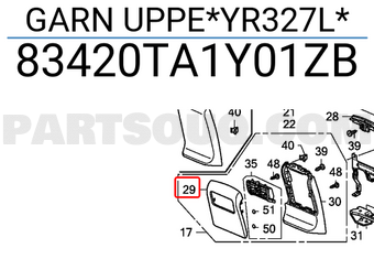 Honda 83420TA1Y01ZB GARN UPPE*YR327L*