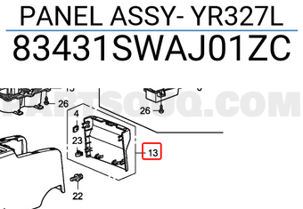 Honda 83431SWAJ01ZC PANEL ASSY- YR327L