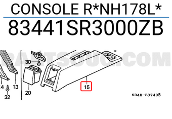 Honda 83441SR3000ZB CONSOLE R*NH178L*
