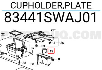 Honda 83441SWAJ01 CUPHOLDER,PLATE
