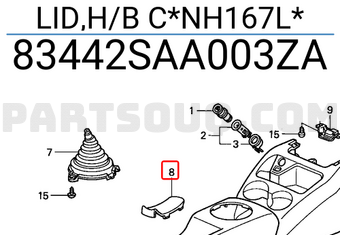 Honda 83442SAA003ZA LID,H/B C*NH167L*