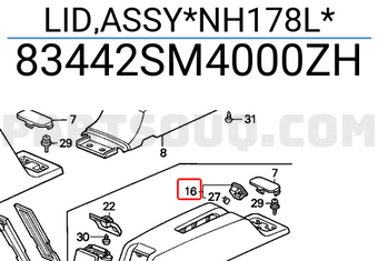 Honda 83442SM4000ZH LID,ASSY*NH178L*