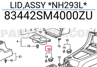 Honda 83442SM4000ZU LID,ASSY *NH293L*