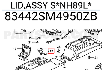 Honda 83442SM4950ZB LID,ASSY S*NH89L*