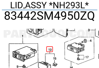 Honda 83442SM4950ZQ LID,ASSY *NH293L*