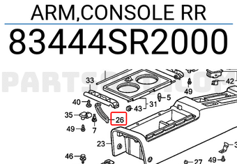 Honda 83444SR2000 ARM,CONSOLE RR