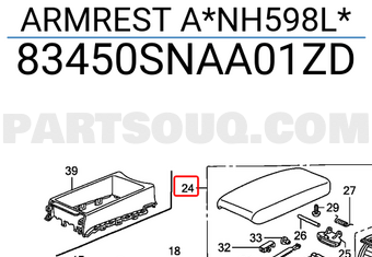 Honda 83450SNAA01ZD ARMREST A*NH598L*