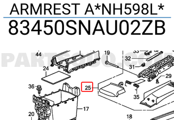 Honda 83450SNAU02ZB ARMREST A*NH598L*
