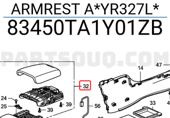 Honda 83450TA1Y01ZB ARMREST A*YR327L*