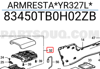 Honda 83450TB0H02ZB ARMRESTA*YR327L*