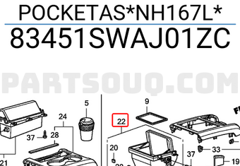 Honda 83451SWAJ01ZC POCKETAS*NH167L*