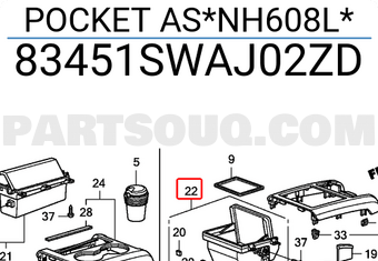 Honda 83451SWAJ02ZD POCKET AS*NH608L*