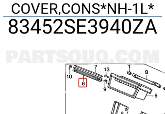 Honda 83452SE3940ZA COVER,CONS*NH-1L*