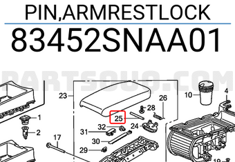 Honda 83452SNAA01 PIN,ARMRESTLOCK