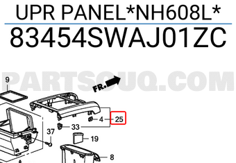 Honda 83454SWAJ01ZC UPR PANEL*NH608L*