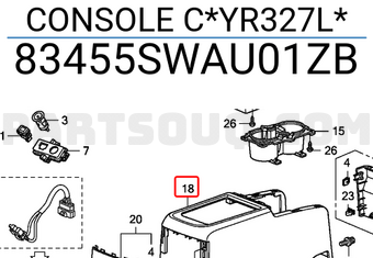 Honda 83455SWAU01ZB CONSOLE C*YR327L*