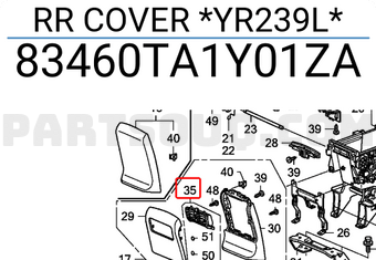 Honda 83460TA1Y01ZA RR COVER *YR239L*
