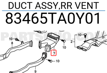 Honda 83465TA0Y01 DUCT ASSY,RR VENT