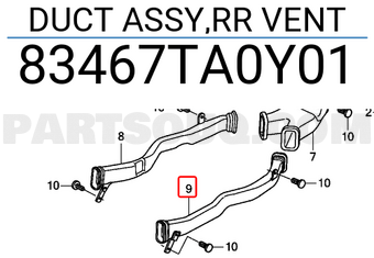 Honda 83467TA0Y01 DUCT ASSY,RR VENT