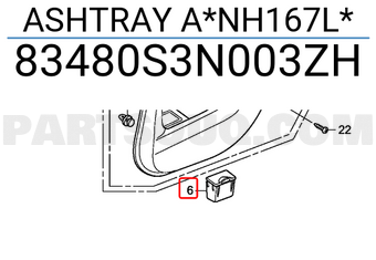 Honda 83480S3N003ZH ASHTRAY A*NH167L*