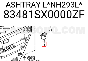 Honda 83481SX0000ZF ASHTRAY L*NH293L*