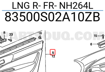 Honda 83500S02A10ZB LNG R- FR- NH264L