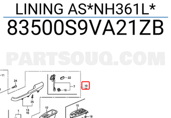 Honda 83500S9VA21ZB LINING AS*NH361L*