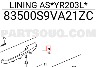 Honda 83500S9VA21ZC LINING AS*YR203L*